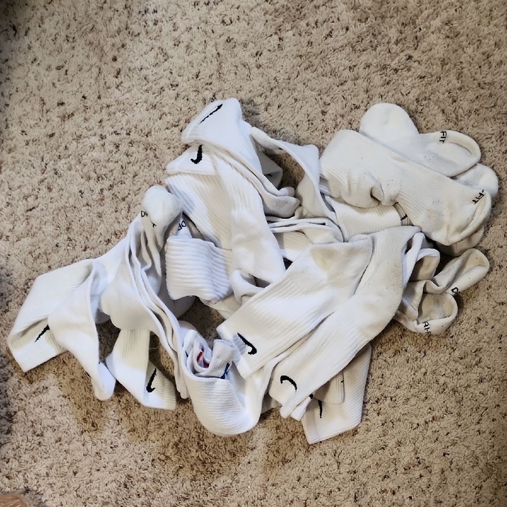 Nike White Crew Socks with Black Logo